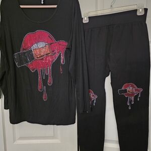 Black and Women Pant Set